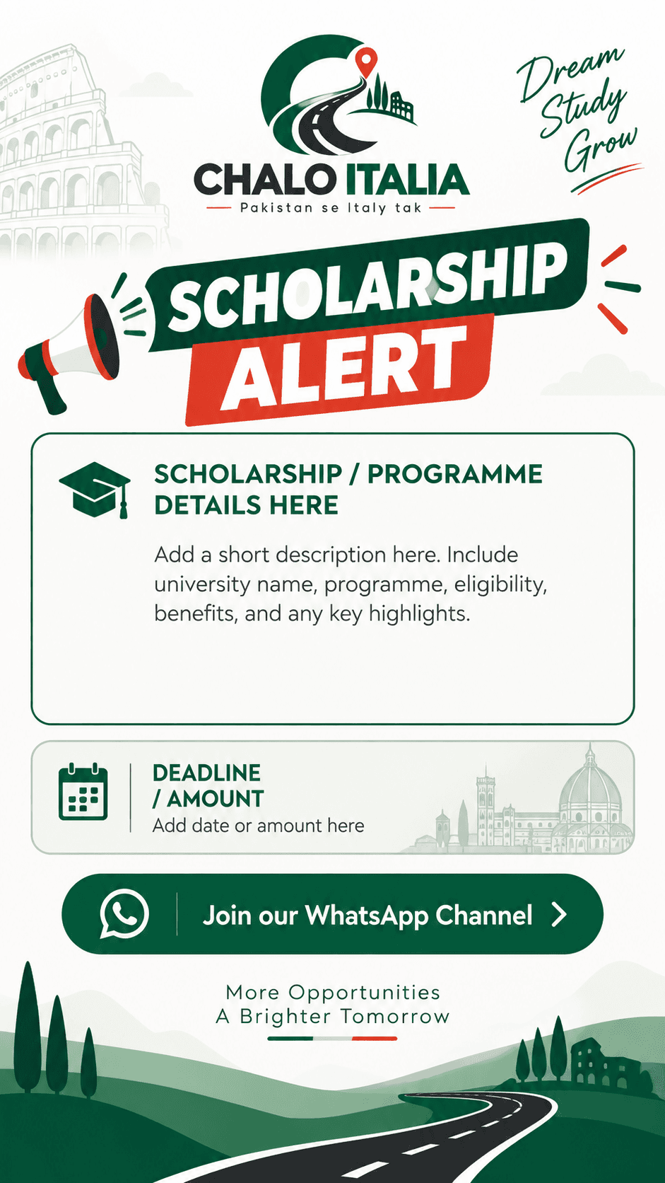 Chalo Italia scholarship guide