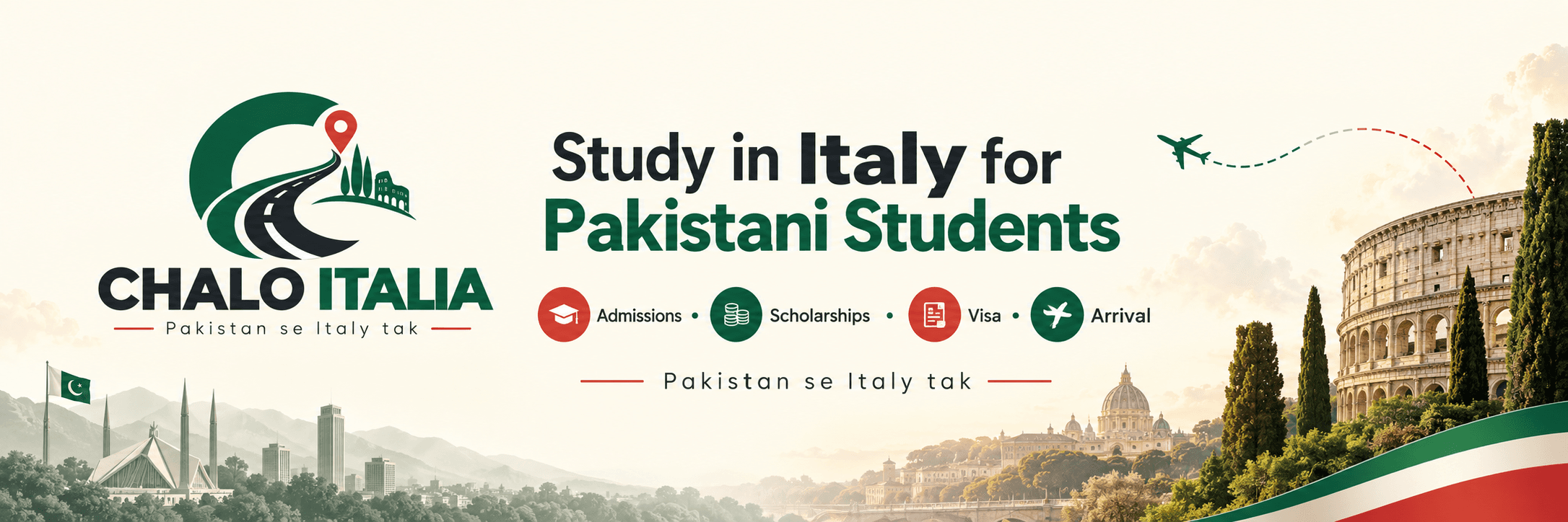 Chalo Italia Pakistan to Italy route banner